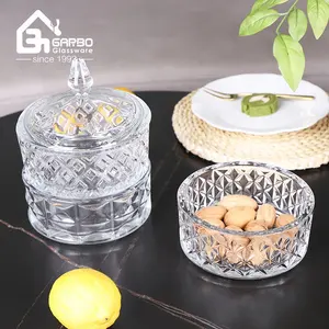 Pote de açúcar para doces de vidro com estrutura de 3 camadas de 5 polegadas com design agradável fornecedor na China