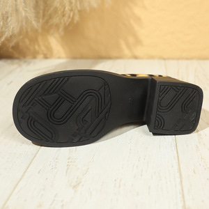 Escarpins à enfiler pour femme, imprimé léopard, grande taille, talons hauts, semelle épaisse, bout rond, style européen et américain, collection automne - Product Image 4