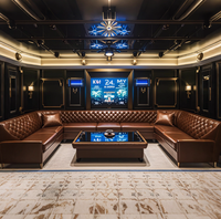 Ensemble de meubles de restaurant KTV au design luxueux et personnalisé, canapé d'angle en forme de L, table basse légère, combinaison pour hôtel, école, centre commercial