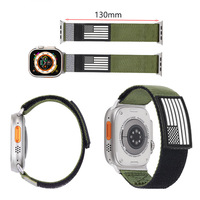 Convient pour Apple Watch Velcro Smart Watch avec drapeau Logo Bracelet en nylon 38/40/41mm 42/44/45/49mm Respirant