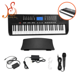 <span class=keywords><strong>Clavier</strong></span> électronique piano noir et bleu avec écran numérique LED, 300 timbres, 300 rythmes, 2 modes d'enseignement, 54 touches, fonction <span class=keywords><strong>MIDI</strong></span> - Product Image 1