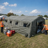 Tente Gonflable de Luxe d'Urgence avec Sol Imperméable en PVC, Cabine Gonflable 3 Chambres, Salon, 6-8 Personnes, Dégonflage Rapide, Facile à Ranger