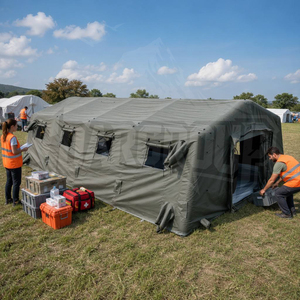 Carpa Inflable <span class=keywords><strong>de</strong></span> Lujo para Emergencias, con Piso Impermeable <span class=keywords><strong>de</strong></span> PVC, Cabina Inflable <span class=keywords><strong>de</strong></span> 3 Dormitorios y Sala <span class=keywords><strong>de</strong></span> Estar, para 6-8 Personas, Desinflado Rápido, Fácil <span class=keywords><strong>de</strong></span> Guardar - Product Image 1
