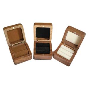 Walnut Wood Engagement <b>Ring</b> <b>Box</b> Square 5.5x5.5x3.5 Cm Engraved Jewelry Storage <b>Box</b> For Wedding Gift - Product Image 5