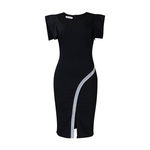 <span class=keywords><strong>Vestido</strong></span> <span class=keywords><strong>de</strong></span> Verano <span class=keywords><strong>de</strong></span> Manga Corta con Abertura Lateral y Borde Brillante <span class=keywords><strong>para</strong></span> Mujer, <span class=keywords><strong>Vestido</strong></span> <span class=keywords><strong>de</strong></span> Oficina, Vestidos <span class=keywords><strong>de</strong></span> Trabajo - Product Image 6