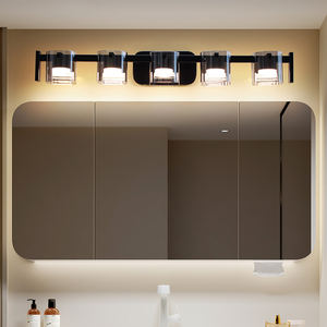 Lámpara de Pared con Espejo de Baño con Atenuación LED, Iluminación de Pared Moderna de Metal Negro con Pantalla de Vidrio, Lámpara de Pared para Decoración de Sala de Estar - Product Image 3