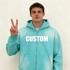 Sudaderas con Capucha para Hombre, Estilo Casual Diario, Venta al por Mayor de Fábrica, Tie-Dye <span class=keywords><strong>Turquesa</strong></span>, Personalizables, con Bolsillo con Cremallera - Product Image 3