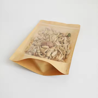 Sacs d'emballage en papier kraft brun transparent sur le devant, 16x24cm, avec fermeture éclair, qualité alimentaire, à fond plat