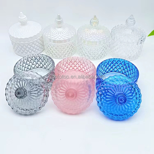Contenitori Moderni e Colorati in Oro Rosa all'Ingrosso, Barattoli e Bottiglie in Vetro per Candele con Coperchio in Terracotta per la Fabbricazione di Candele - Product Image 1