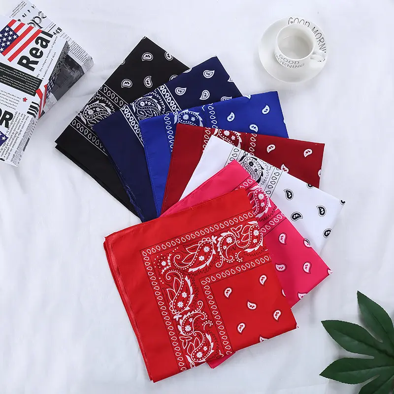 Groothandel Polyester Paisley Bloem Bandana Hijab Hiphop Bandana Outdoor Riding Bandana Te Koop