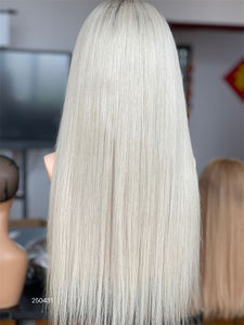 Pelucas Cabello Humano Perruques en cheveux humains originaux Cheveux timides Platine Blonde Dentelle Perruques brutes vierges avec extrémité de cheveux plus complète - Product Image 4