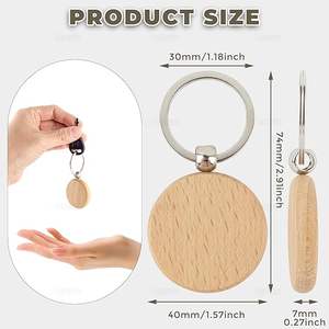 Los Más Vendidos: Lotes de Llaveros de Madera WOQI, Rodajas de Madera sin Acabado con Anillas <span class=keywords><strong>para</strong></span> Grabado Láser, Pirograbado, Regalos al por Mayor - Product Image 2
