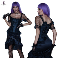 Corset en satin pour femme grande taille, style princesse classique et élégant, avec fermeture éclair Y2K au dos, bustier à lacets et dentelle à pois