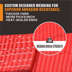 工場直送 工業用貨物 2インチ 30フィート ラチェット式タイダウンストラップ チェーンアンカー付き - Product Image 3