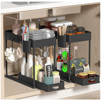Étagères de cuisine modernes, écologiques et durables, type sur pied, en plastique, multifonctionnelles, à double niveau, pour rangement sous l'évier