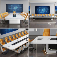 Table de conférence moderne de luxe blanche sur mesure (4m, 5m, 8m, 10m) pour bureaux et écoles, en MDF – Fournisseur d'usine Zitai, OEM/ODM
