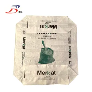 50kg Rice Bag Design Food-grade Printed Block Bottom Polypropylene Woven Rice Flour Bags 25kg 50kg Plastic Valve Sacks