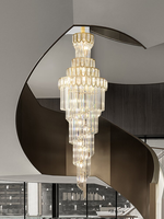 Lampe suspendue en cristal de luxe, style nordique, pour hall d'hôtel, décoration d'escalier, villa moderne, salon