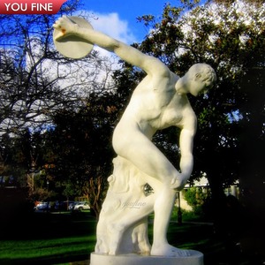 Scultura in <span class=keywords><strong>marmo</strong></span> a grandezza naturale <span class=keywords><strong>di</strong></span> Myron del Discobolo, atleta antico lanciatore <span class=keywords><strong>di</strong></span> disco, per giardino o villa, YOUFINE Outdoor ArtLife. - Product Image 6