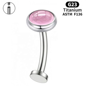 แหวนเจาะสะดือไทเทเนียม ASTM F136 G23 เกลียวใน ประดับเพชรซิร์คอนใส แบบฝังใน  สำหรับเจาะกระดูก  เครื่องประดับร่างกาย F136 สำหรับทุกเพศ ขายส่ง - Product Image 5