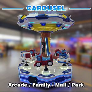 Cartoon Car Themed Metal Carousel Arcade Ride <b>LED</b> <b>Lighted</b> Coin Operated Kids Amusement Game Indoor Playground Entertainment - Product Image 2