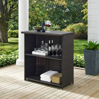 Nouvel ensemble de meubles de jardin en rotin moderne, best-seller, comprenant un meuble de rangement, une table de bar et des chaises avec casier – résistant aux intempéries