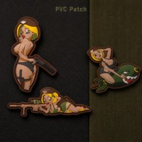Patch en PVC 3D en caoutchouc, motif silhouette féminine en bikini, style tactique, badge moral, avec fixation auto-agrippante pour vêtements et sacs