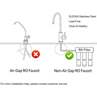 Robinet purificateur RO monotrou en acier inoxydable SUS304 moderne, 1 poignée, sans plomb, à montage sur plan, en promotion