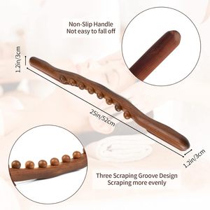 Customized ODM Guasha <b>Massage</b> Stick Roller Wood Gua Sha <b>Tool</b> for All of Your Body Neck Back SPA Massager with 8 Beads - Product Image 6