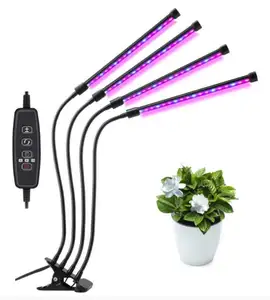 Светодиодная лампа для роста растений с зажимом, USB приглушаемый светильник полного спектра для поднятия саженцев с таймером