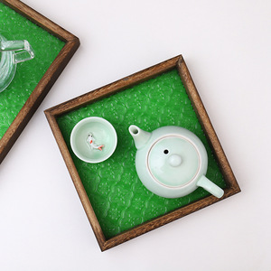 Bandeja de Almacenamiento para Decoración del Hogar, Bandeja de Té de Vidrio Estilo Japonés Retro, Mesa de Centro Rectangular de Madera Maciza, Plato para Frutas, Bandeja Pequeña - Product Image 4