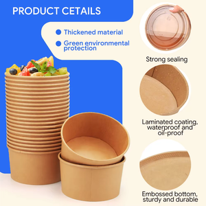 Eco-friendly Food-Grade Coated Custom Logo Disposable Round Kraft Paper Salad Bowls Modern Design China XIEFA Brand - Product Image 3