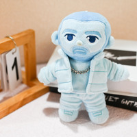 Llavero de Peluche Personalizado de Rapero Azul Claro, Muñeco de Peluche Suave con Clip Metálico para Mochilas, Regalos Coleccionables