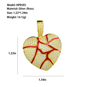 <span class=keywords><strong>2025</strong></span> Hip Hop unik Bling Bling grosir kualitas tinggi berlapis emas desain hati rusak liontin cinta - Product Image 3