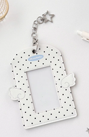 Porte-cartes en cuir PU à pois Ailes d'ange, porte-clés pendentif 3 pouces pour photocarte Kpop, Polaroid, breloque de sac