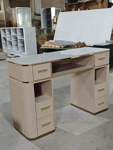 Modern White <b>Nail</b> Table Single Manicure <b>Desk</b> with Drawers Wood Top Salon Furniture for Beauty Studio - Product Image 6