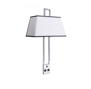 Big Size Brushed Nickel Iron Metal Material Wall Lamp with Cone Linen Lampshade Black Color Trim for Hotel Bedside Wall Decor - Product Image 1