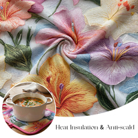 Tissu en coton enduit métallique Hibiscus tropical 3D isolant thermiquement pour support de pot