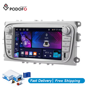 Autoradio Android Podofo 7'' 4+64 Go avec CarPlay/Android Auto sans fil, navigation GPS, WIFI pour Ford Focus S-Max Mondeo Galaxy C-Max - Product Image 1