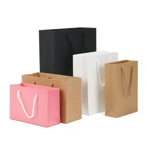 luxury gift shopping bags with logos black kraft paper paper bag with handle retail paper shopping packing bags for clothes