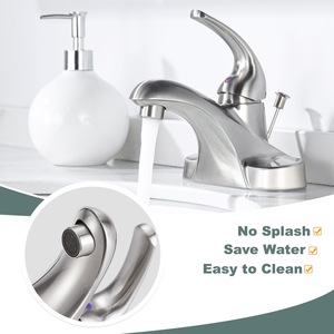 Tek kolu banyo musluk 4 inç Centerset havza lavabo bataryaları Vanity musluklar ile asansör çubuk drenaj meclisi - Product Image 3