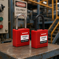 Mini cadenas de sécurité LOTO, corps en nylon, cylindre en laiton, anse longue en acier inoxydable, avec étiquette de danger, clés différentes