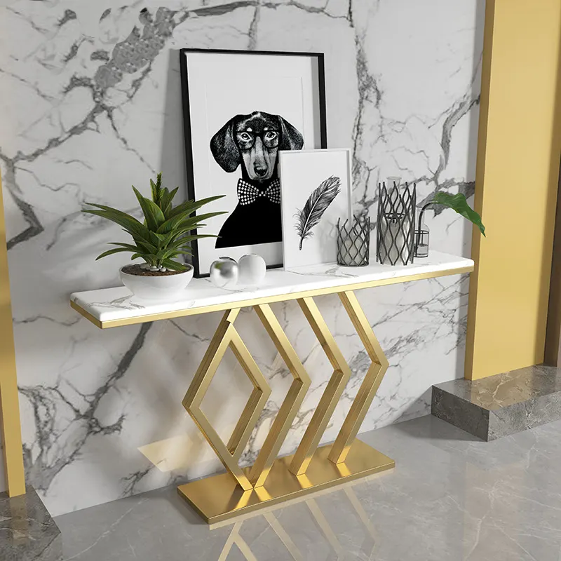 2021 Art Nordic Creative Marmor Schmaler Veranda tisch Moderner einfacher eleganter Metall konsolen tisch