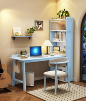 Bureau d'angle en bois massif avec étagère, bureau d'ordinateur en forme de L avec rangement latéral pour le bureau à domicile