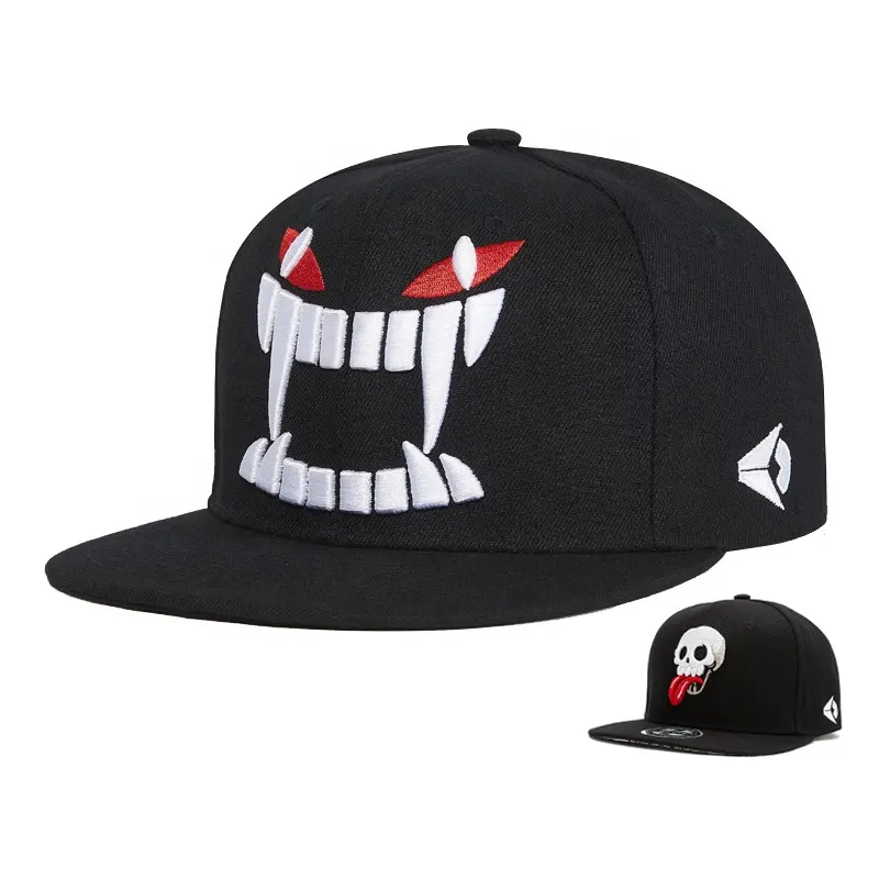 Topi Snapback Polos Kualitas Tinggi Kustom dengan Logo Bordir 3D Topi Hip Hop Terstruktur 6 Panel Topi Olahraga Hitam Pinggiran Datar