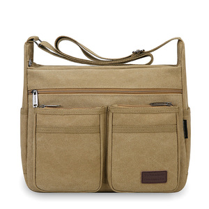 Vintage Canvas Tactical Messenger <b>Bag</b> for <b>Men</b> Fashionable Waterproof Crossbody <b>Bag</b> with Lock Letter Decoration - Product Image 1