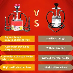 Komple iyi akrilik nargile küp nargile 2 hortumlar araba Shisha seti kare taşınabilir Mini nargile tüm Chicha aksesuarları ile Set - Product Image 5