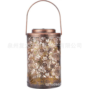 Solar Flower Lantern <b>Led</b> Outdoor Hanging Metal <b>Light</b> With Solar Panel And <b>Light</b> <b>Sensor</b> - Product Image 1
