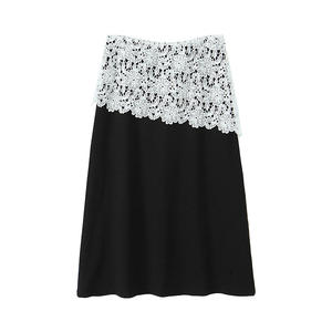 กระโปรงทรงเอผ้าฝ้ายทอลายลูกไม้สีดำสำหรับผู้หญิง รุ่น Runqi ความยาวปานกลาง เอวปกติ สไตล์โบฮีเมียน - Product Image 1