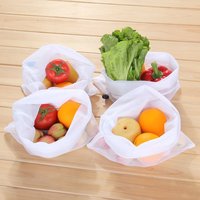 Herbruikbare netten voor groenten en fruit, wasbare polyester tassen voor boodschappen